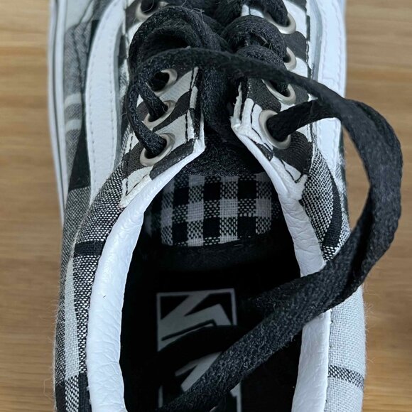 Gently used!VANS! Mix Checkered/Plaid Platform Laced Shoes Cute! Girls Size 2 - Picture 5 of 6